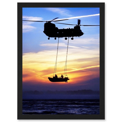 Artery8 Military Uk British Chinook Helicopter Royal Marines Wall Art PrintA4 Size from B&Q