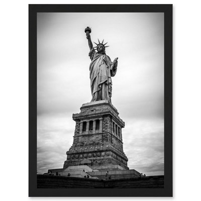 B&Q -  Statue Liberty New York City Usa Black White Wall Art PrintA4 Size