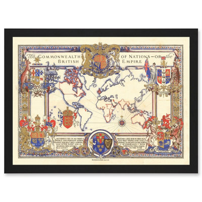 B&Q -  Map Webb 1937 British Empire Commonwealth Pictorial Wall Art PrintA4 Size