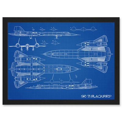 Artery8 Sr-71 Blackbird Habu Us Airforce Aircraft Spy Plane Blueprint Plan Wall Art PrintA4 Size from B&Q