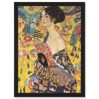 B&Q -  Gustav Klimt Lady With Fan Painting Wall Art PrintA4 Size