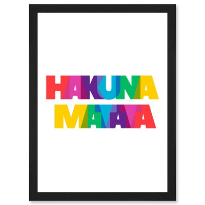 B&Q -  Hakuna Matata Colourful No Worries Wall Art PrintA4 Size