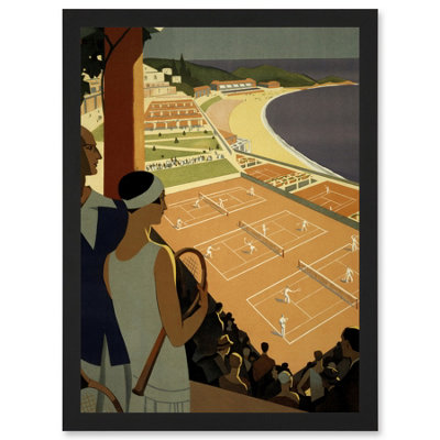 Artery8 Monte Carlo Monaco Tennis Vintage Advert Wall Art PrintA4 Size from B&Q