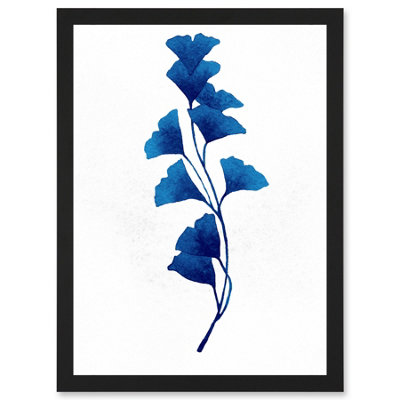 Artery8 Navy Blue Watercolour Flowers Wall Art PrintA4 Size from B&Q