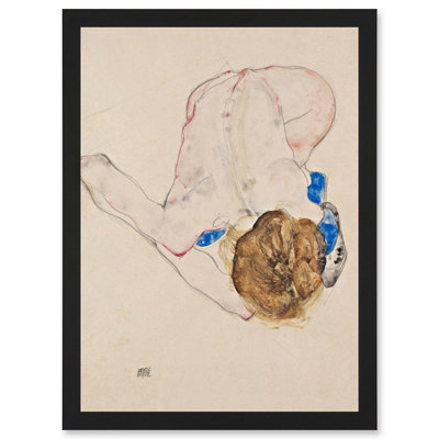 Artery8 Egon Schiele Model With Blue Stockings Wall Art PrintA4 Size from B&Q