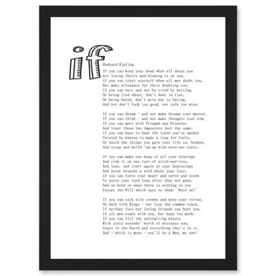 B&Q -  Quote Rudyard Kipling If Poetry Poem Wall Art PrintA4 Size