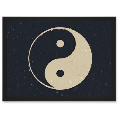 B&Q -  Drawing Taoist Philosophy Yin Yang Black White Wall Art PrintA4 Size