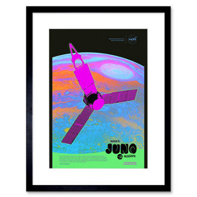Artery8 Wall Art Print Nasa Jupiter Juno Mission Psychedelic Artwork Framed 9X7 Inch from B&Q