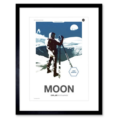 Artery8 Wall Art Print Nasa Modern Explorers Explore Moon To Mars Lunar Architect Artemis Poster Artwork Framed 9X7 Inch from B&Q