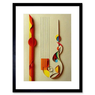 Artery8 Kandinsky Abstract Musical Symbol Clefs Music Yellow Framed Wall Art Print from B&Q