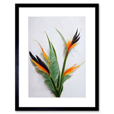 Artery8 Bird Of Paradise Stem Leaves Flowers Tropical Plant Botanical Framed Wall Art Print from B&Q