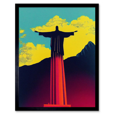 Artery8 Framed Wall Art Jesus The Redeemer Rio Brazil Pop12X16 Inch from B&Q