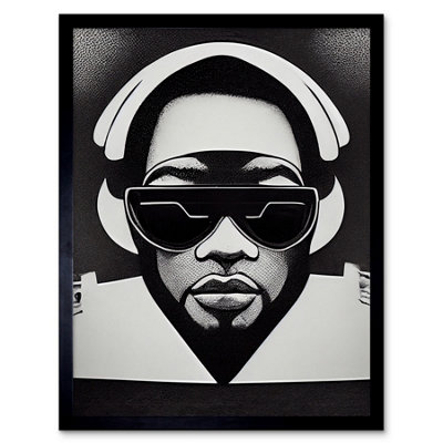 Artery8 Framed Wall Art Hip Hop Black Artist Music Dj Monochrome Music Musician12X16 Inch from B&Q