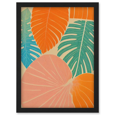 Artery8 Tropical Monstera Leaf Jungle Pastel Botanical Wall Art PrintA4 Size from B&Q