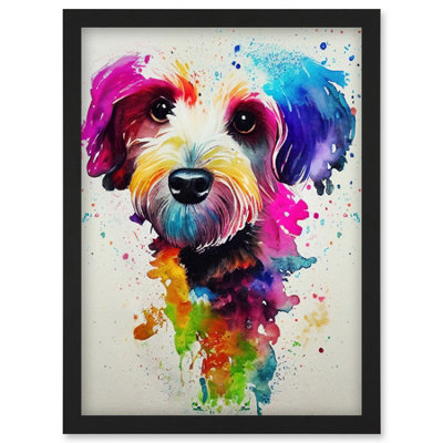 Artery8 Ink Splatter Cockapoo Dog Watercolour Painting Wall Art PrintA4 Size from B&Q