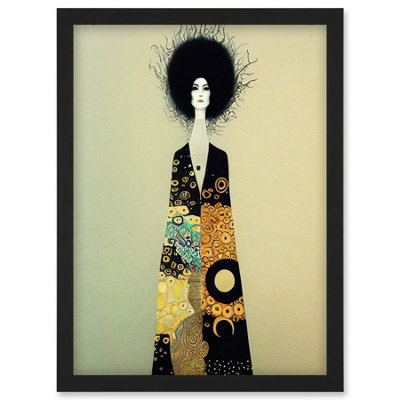 Artery8 Portrait Of Beautiful Woman Gustav Klimt Style Dress Wall Art PrintA4 Size from B&Q