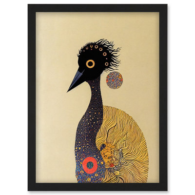 Artery8 Surreal Abstract Ostrich Emu Klimt Style Painting Wall Art PrintA4 Size from B&Q