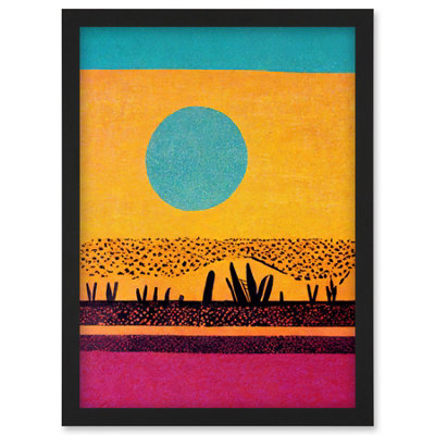 Artery8 Desert Roadside Oasis Modern Pop Art Surreal Landscape Wall Art PrintA4 Size from B&Q
