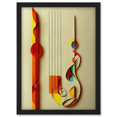 Artery8 Kandinsky Inspired Abstract Musical Symbol Clefs Music Yellow Turquoise Orange Wall Art PrintA4 Size from B&Q