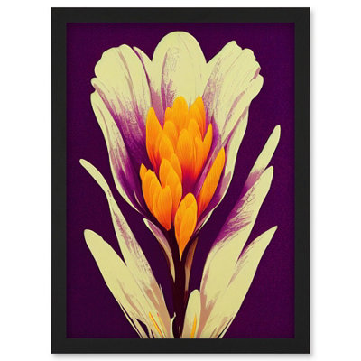 Artery8 Vibrant Saffron Crocus Flower Abstract In Violet Orange Cream Wall Art PrintA4 Size from B&Q