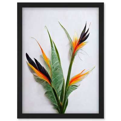Artery8 Bird Of Paradise Stem Leaves And Flowers Tropical Plant Botanical Wall Art PrintA4 Size from B&Q