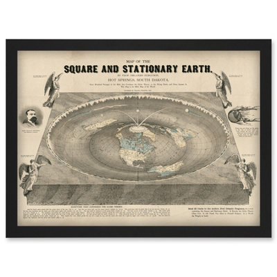 Artery8 Orlando Ferguson Vintage Map Of The Square And Stationary Earth Flat Earth Wall Art PrintA4 Size from B&Q