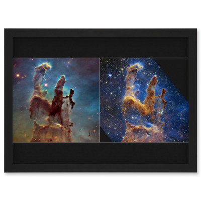 Artery8 Nasa James Webb Hubble Comparison Space Telescope Pillars Of Creation Eagle Nebula Wall Art PrintA4 Size from B&Q