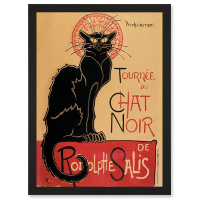 Artery8 French Vintage Advertising Tournee Du Chat Noir The Black Cat Rodolphe Salis Wall Art PrintA4 Size from B&Q