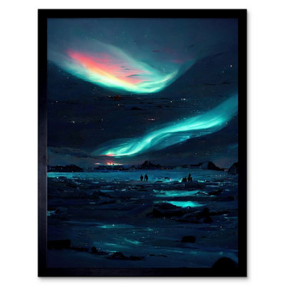 Artery8 Framed Wall Art Northern Lights Aurora Borealis Iceland Painting Sky Skies12X16 Inch from B&Q