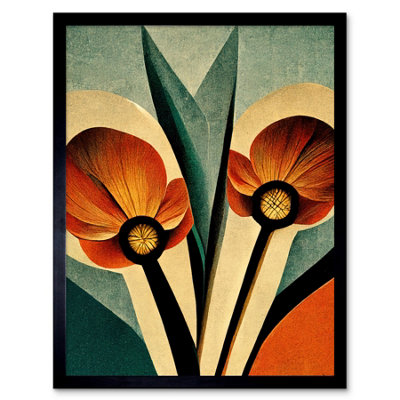 Artery8 Framed Wall Art Flower Art Deco Tulips Bold - 12X16 Inch B&Q