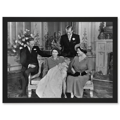 B&Q -  King Charles Iii Third Of England Christening Queen Elizabeth King George Vi Photo Wall Art PrintA4 Size