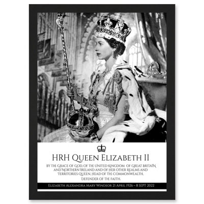 B&Q -  Hrh Queen Elizabeth Ii Coronation Portrait Commemorative Wall Art PrintA4 Size