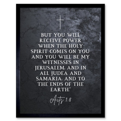 Artery8 Framed Wall Art Acts 1:8 You Will Be My Witness Christian Bible Verse Quote Scripture12X16 Inch from B&Q