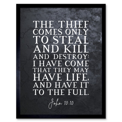 Artery8 Framed Wall Art John 10:10 I Have Come That They May Have Life Christian Bible Verse Quote Scripture12X16 Inch from B&Q