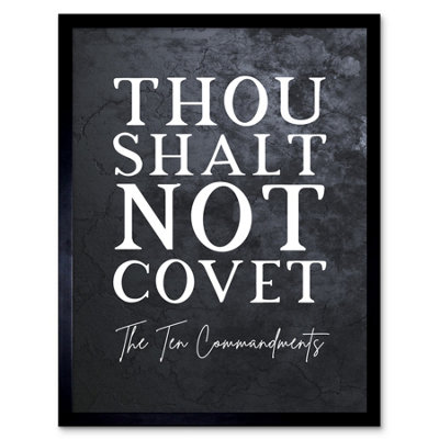 Artery8 Framed Wall Art Ten Commandments Thou Shalt Not Covet Christian Bible Verse Quote Scripture12X16 Inch from B&Q