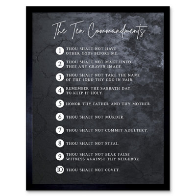 Artery8 Framed Wall Art Ten Commandments From God Christian Bible Verse Quote Scripture12X16 Inch from B&Q