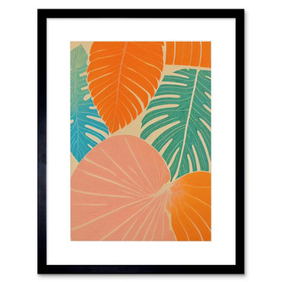 Artery8 Wall Art Print Tropical Monstera Leaf Jungle Pastel Botanical Artwork Framed 9X7 Inch from B&Q