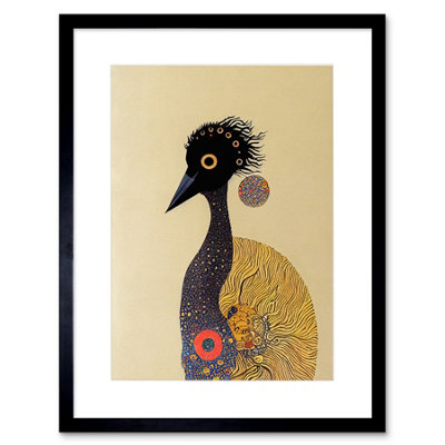 Artery8 Wall Art Print Surreal Abstract Ostrich Emu Klimt Style Painting Artwork Framed 9X7 Inch from B&Q