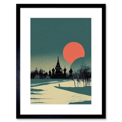 B&Q -  Wall Art Print Winter Sun Orthodox Church Kiev Ukraine Artwork Framed 9X7 Inch
