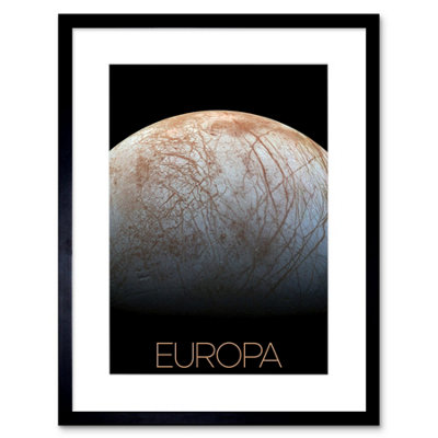 Artery8 Wall Art Print Nasa Our Solar System Europa Jupiter's Moon Ice Surface Artwork Framed 9X7 Inch from B&Q