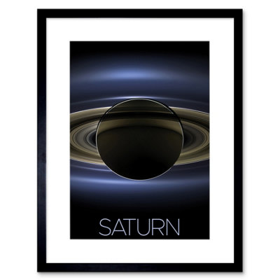 Artery8 Wall Art Print Nasa Our Solar System Saturn Planet Shadow Cassini Artwork Framed 9X7 Inch from B&Q