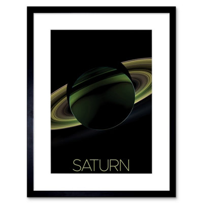 Artery8 Wall Art Print Nasa Our Solar System Saturn Planet Shadow View Cassini Artwork Framed 9X7 Inch from B&Q