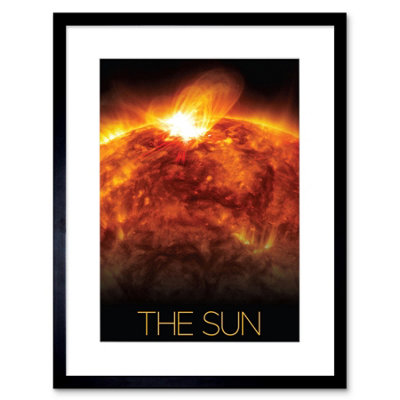B&Q -  Wall Art Print Nasa Our Solar System The Sun Solar Flare Observatory Image Artwork Framed 9X7 Inch