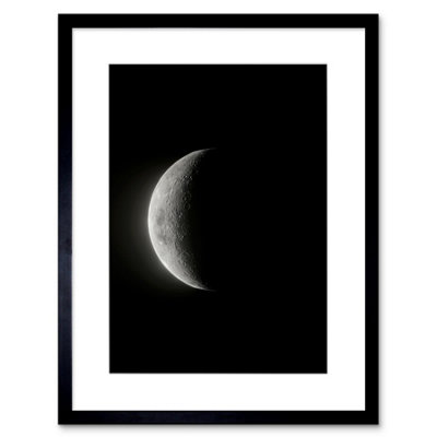Artery8 Wall Art Print Lunar Phases Moon Waning Crescent Space Astronomy Artwork Framed 9X7 Inch from B&Q