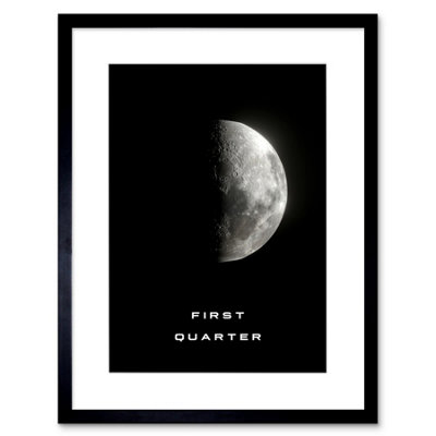 B&Q -  Wall Art Print Phases Of The Moon Astronomy First Quarter Lunar Space Poster Artwork Framed 9X7 Inch
