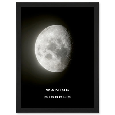 B&Q -  Phases Of The Moon Astronomy Waning Gibbous Lunar Space Poster Wall Art PrintA4 Size