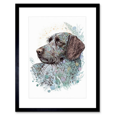 Artery8 Wall Art Print German Wirehead Pointer Dog Nature Spirit Animal Modern Multicoloured Artwork Framed 9X7 Inch from B&Q