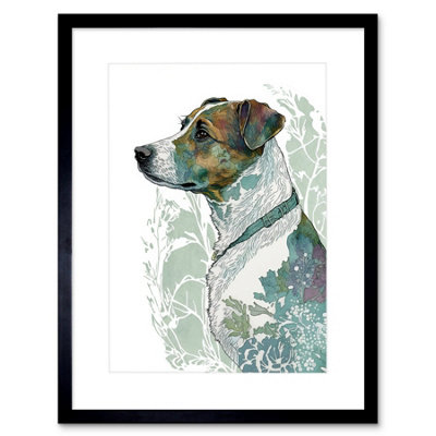 Artery8 Wall Art Print Jack Russell Dog Modern Watercolour Portrait Artwork Framed 9X7 Inch from B&Q
