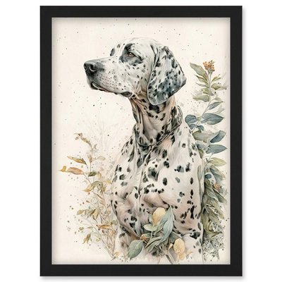 Artery8 Dalmatian Dog In Field Soft Watercolour Pencil Portrait Illustration Wall Art PrintA4 Size from B&Q