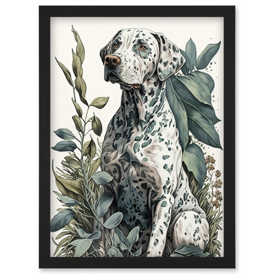 Artery8 Dalmatian Dog In Field Plants Modern Watercolour Illustration Wall Art PrintA4 Size from B&Q